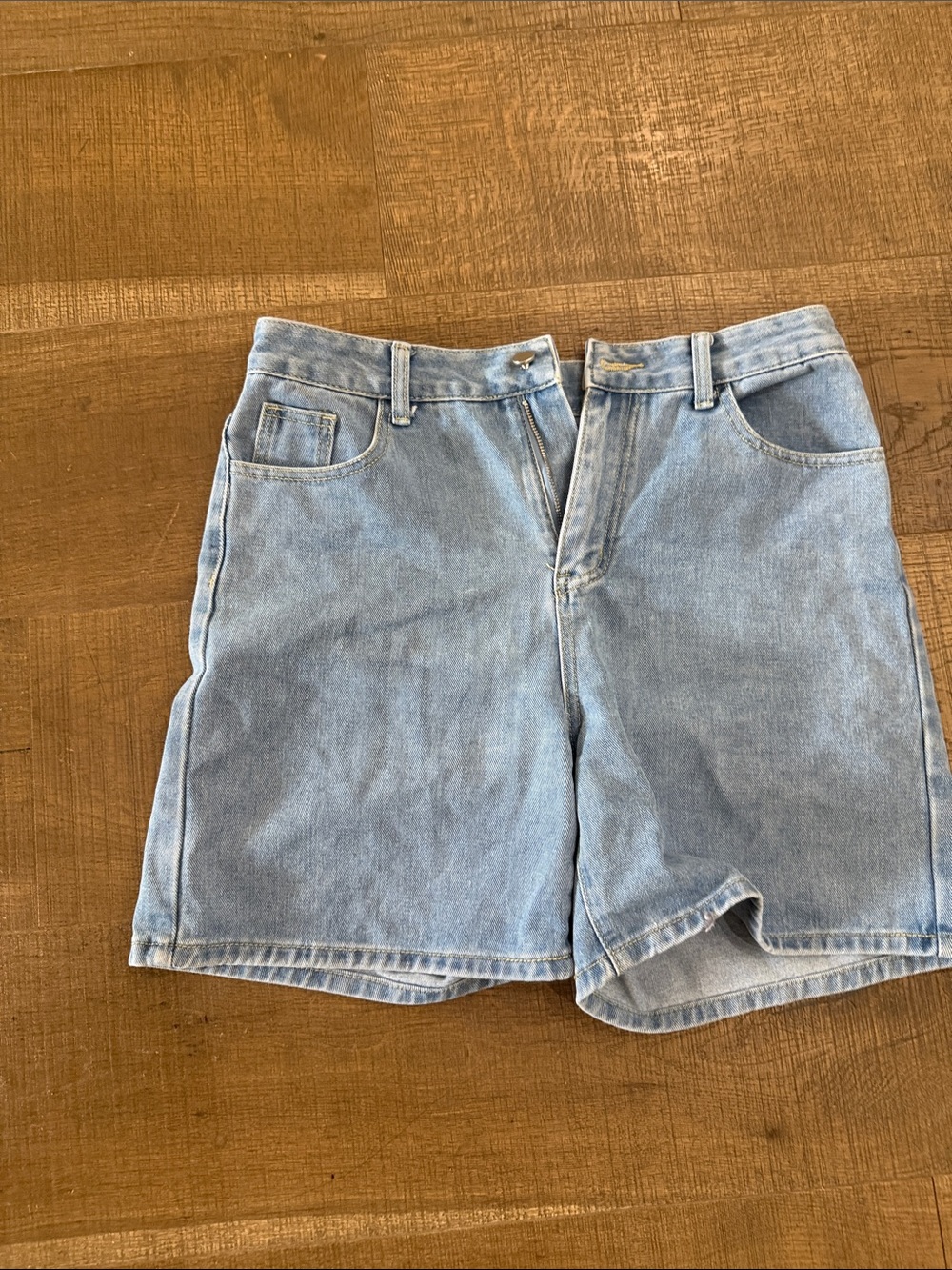 SHEIN Light Blue High-Waist Denim Shorts